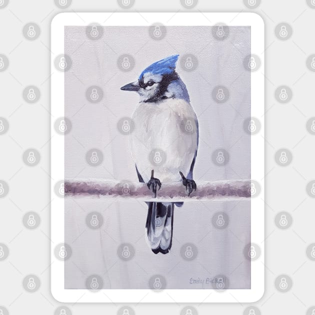 Blue Jay in Silver Light Sticker by EmilyBickell